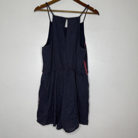 Savanna Jane Romper Large Blue Embroidered Floral Boho Sleeveless Summer NEW - Picture 7 of 7